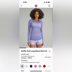 Swiftly Tech Long-Sleeve Shirt size 6